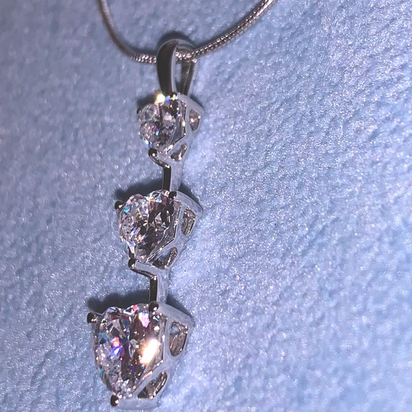 Epiphany  diamonique 3 stone pendant with chain - Picture 3 of 7